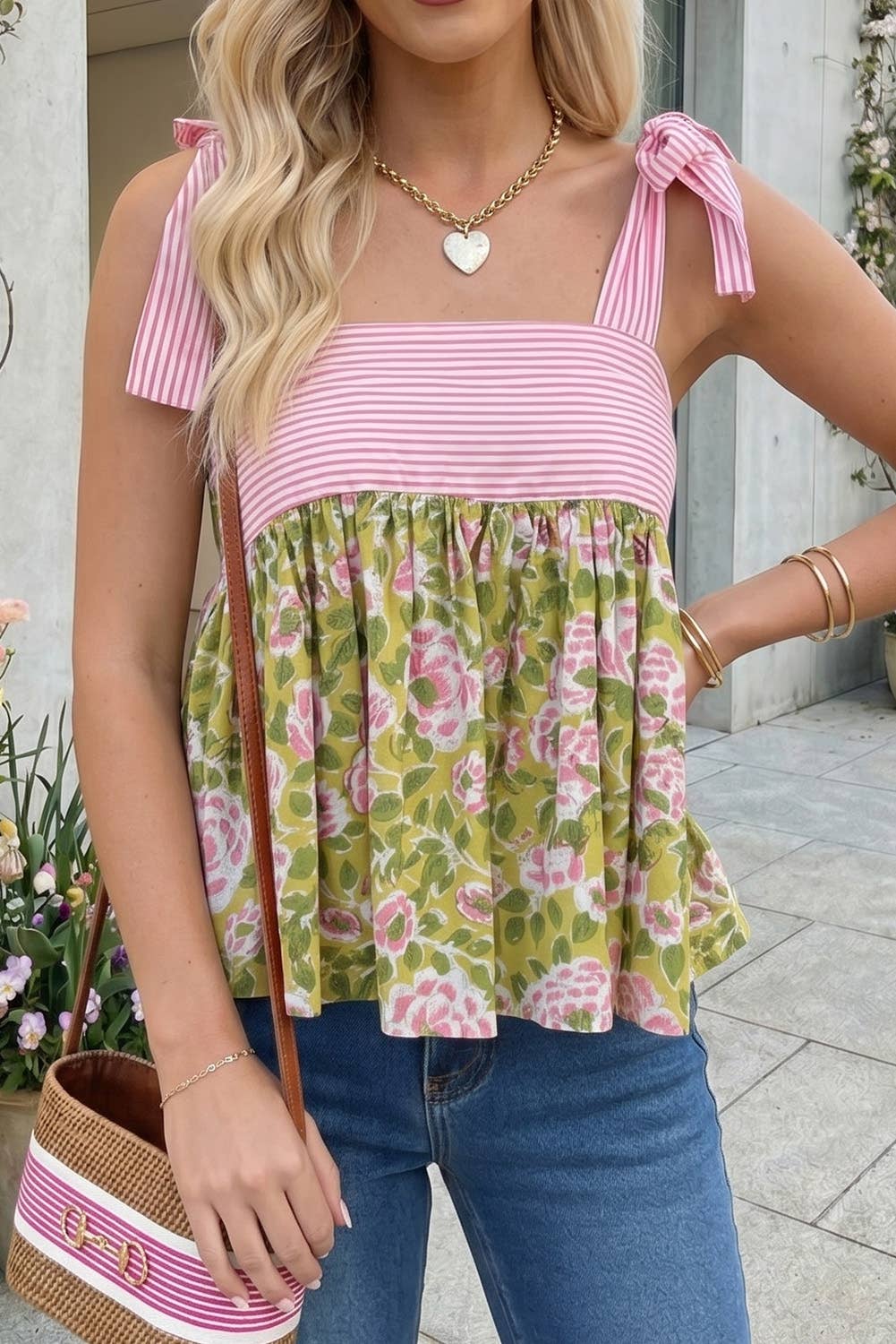 Knot Straps Babydoll Tank Top