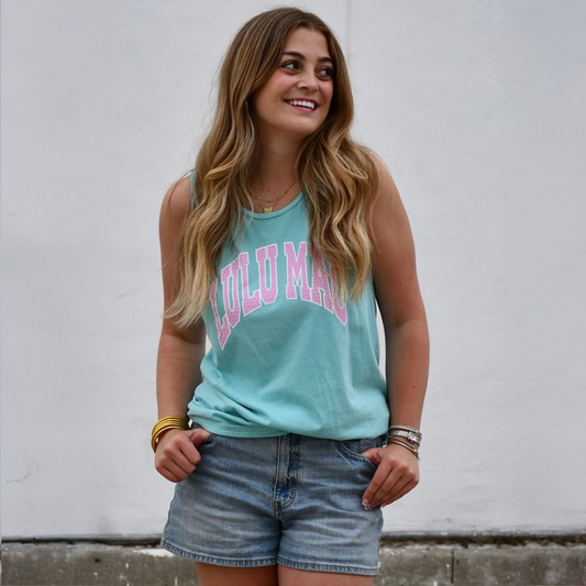 LuLu Mac Polka Dot Chalky Mint Comfort Colors Tank