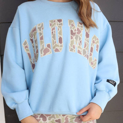 LuLu Mack Sweatshirt - Light Blue with Camo