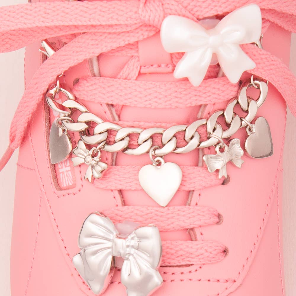 3-Pc Assorted Hearts And Ribbon Shoe Charm Set
