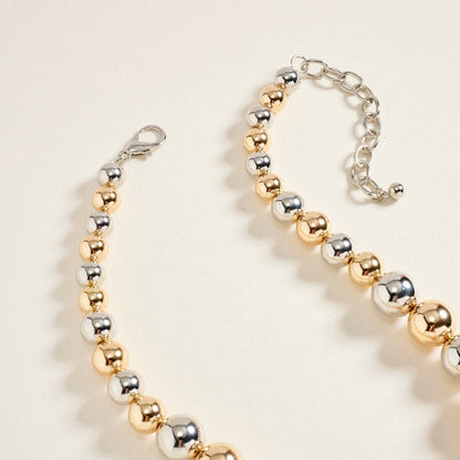 16 Inch Metal Puffy Heart CCB Bead Necklace
