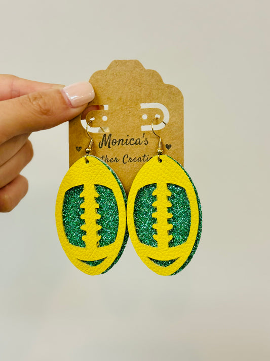 Green/Yellow Football Earring