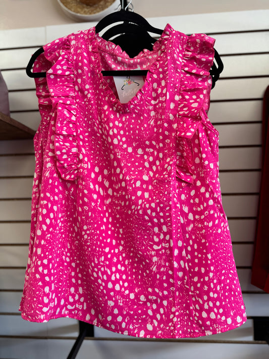 Pink and White Spotted Dress Top