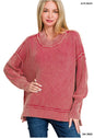 Washed Side Slit Oversized Sweater