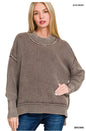 Washed Side Slit Oversized Sweater
