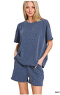 Ribbed Textured Knit Loose Fit Tee and Shorts Set