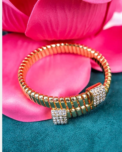 Crystal Avenue Cambridge Crystal Goldtone Coil Bracelet