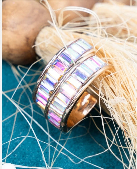 Alyssa Baguette Iridescent Goldtone Hoop Earrings