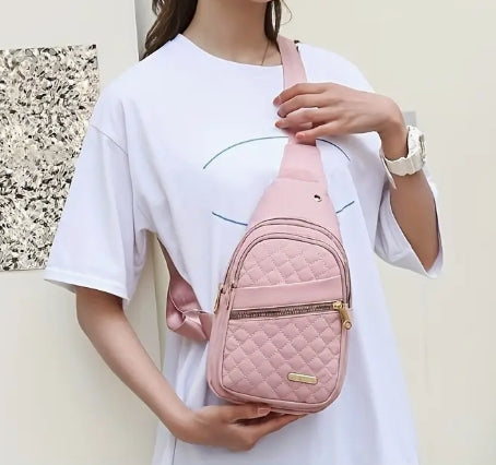 Quilted Sling Backpack/Crossbody Bag with Adjustable Shoulder Strap