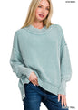 Washed Side Slit Oversized Sweater