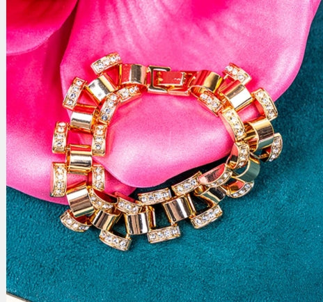 Crystal Avenue Linked In Style Goldtone Bracelet