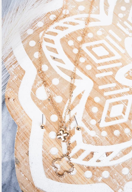 Adina Quatrefoil Layered Necklace and Earring Set