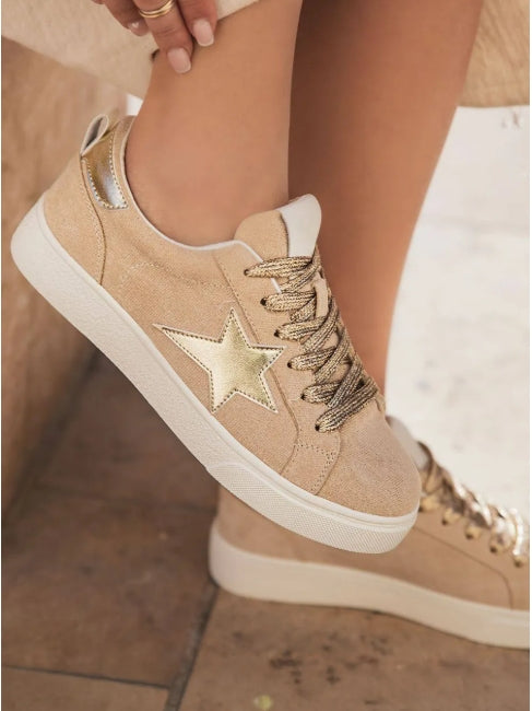 Star Glitter Lace-up Sneakers