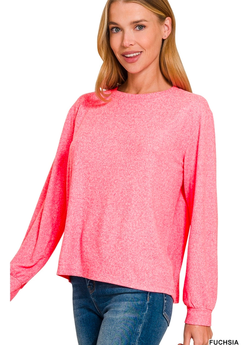 Soft Melange Hacci Round Neck Long Sleeve