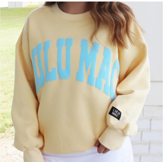 LuLu Mac Sweatshirt - Butter with Light bBue Puff