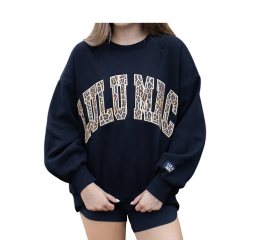 LuLu Mac Sweatshirt - Black with Leopard