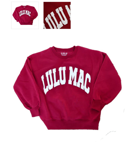 LuLu Mac Sweatshirt - Cardinal with White Puff