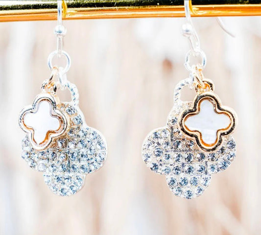 Essential Glow Two-Tone Crystal Clover Earrings