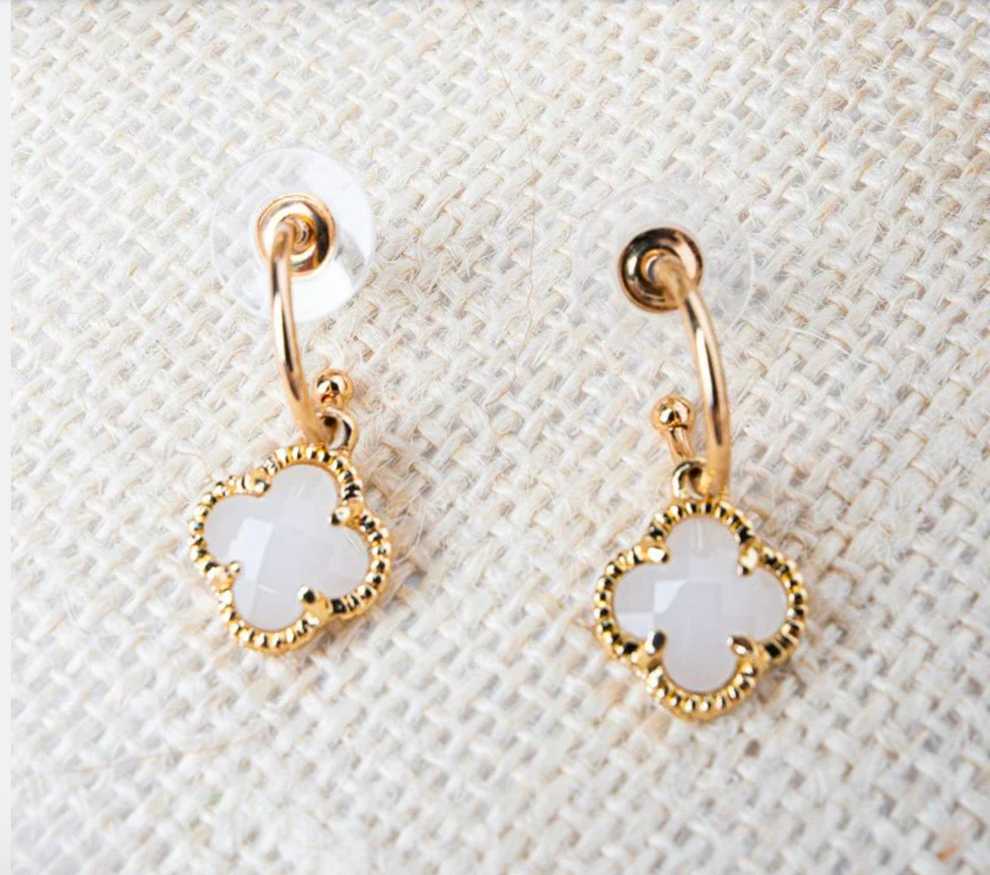 Crystal Avenue White Metro Muse Goldtone Hoop Earrings