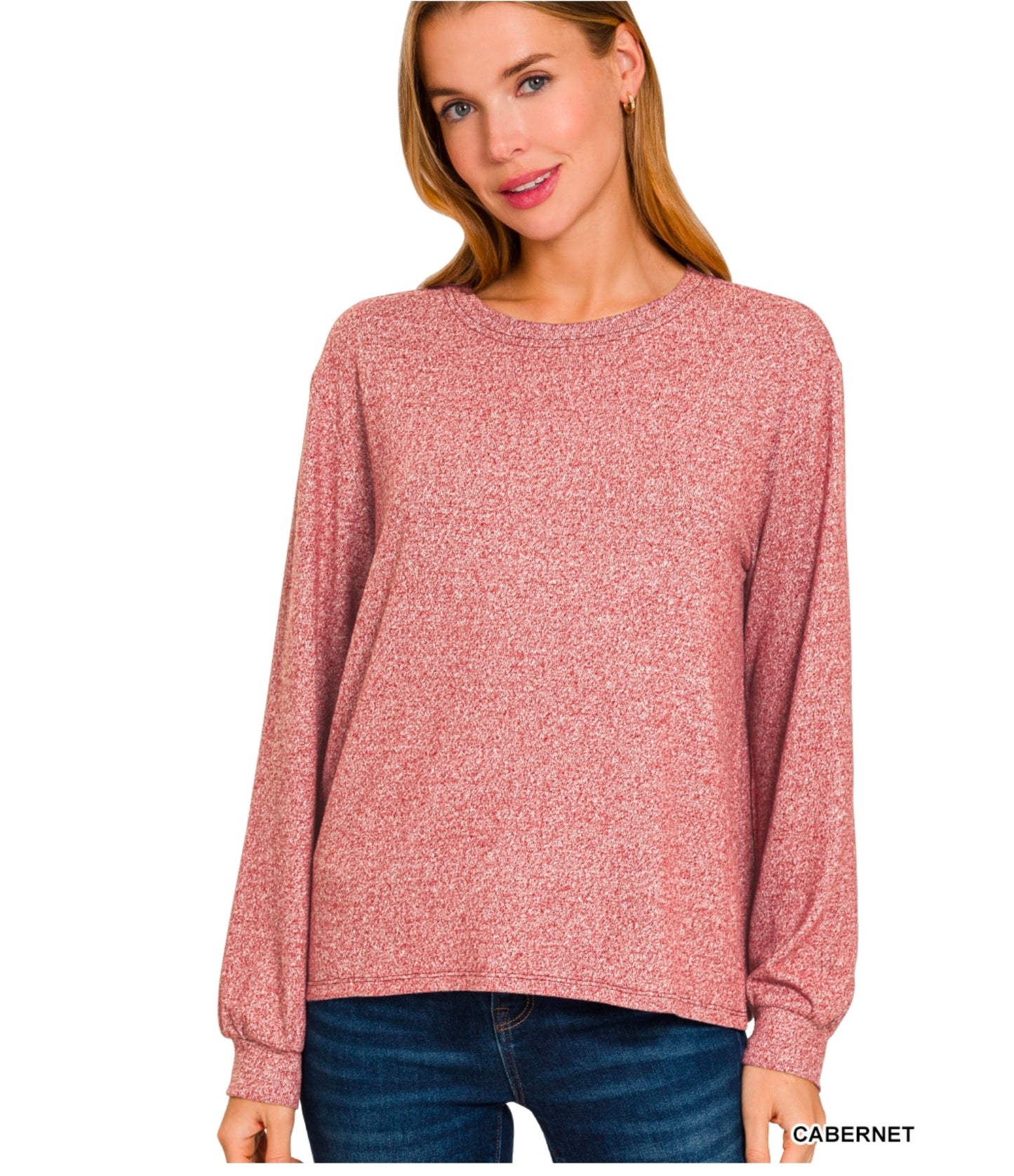 Soft Melange Hacci Round Neck Long Sleeve