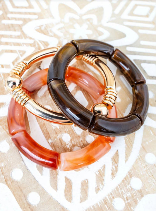 Chocolate & Light Brown Sheer Confidence Goldtone Bracelet Set
