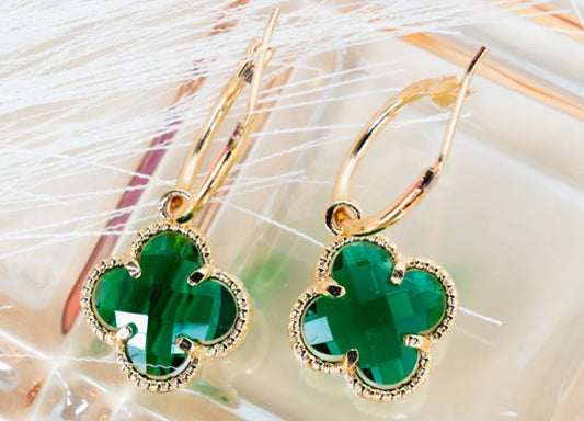 Green Urban Lights Goldtone Hoop Earrings