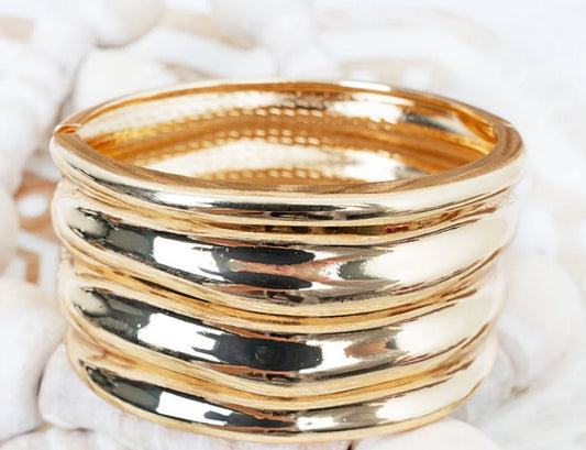 Viola V.I.P. Vibe Wide Goldtone Hinged Bracelet