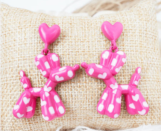 Shiny Luxe Fuchsia Puppy Love Earrings