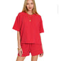 Raised Rib Short Sleeve Top and Shorts Set