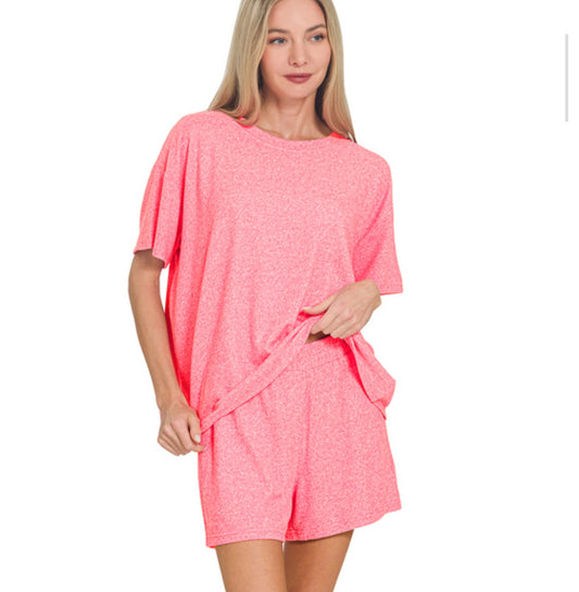 Melange Short Sleeve Tee and Shorts Set