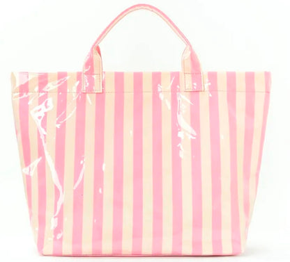 Vinyl striped tote bag