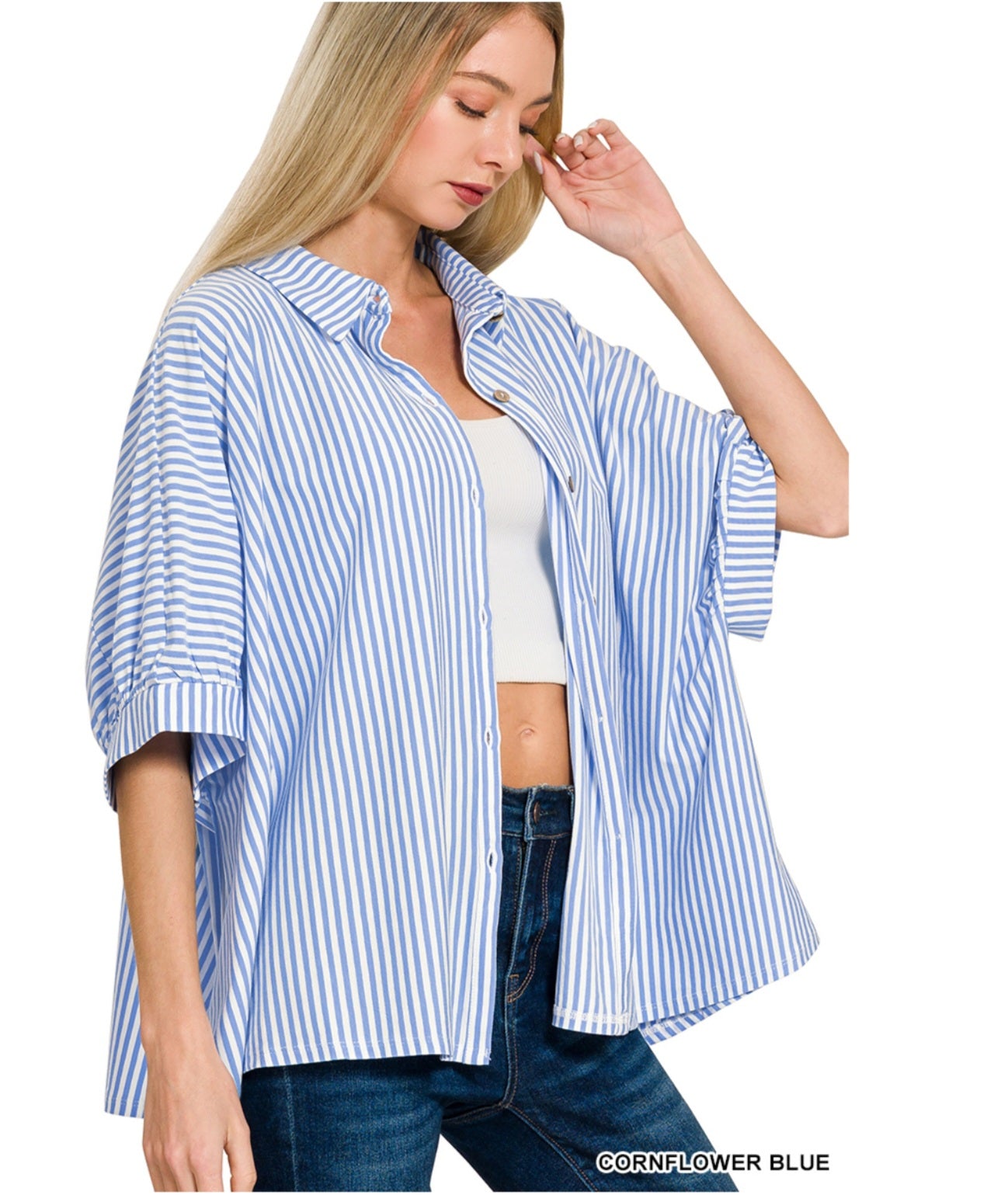 Oversized Stripe Button Down Shirt