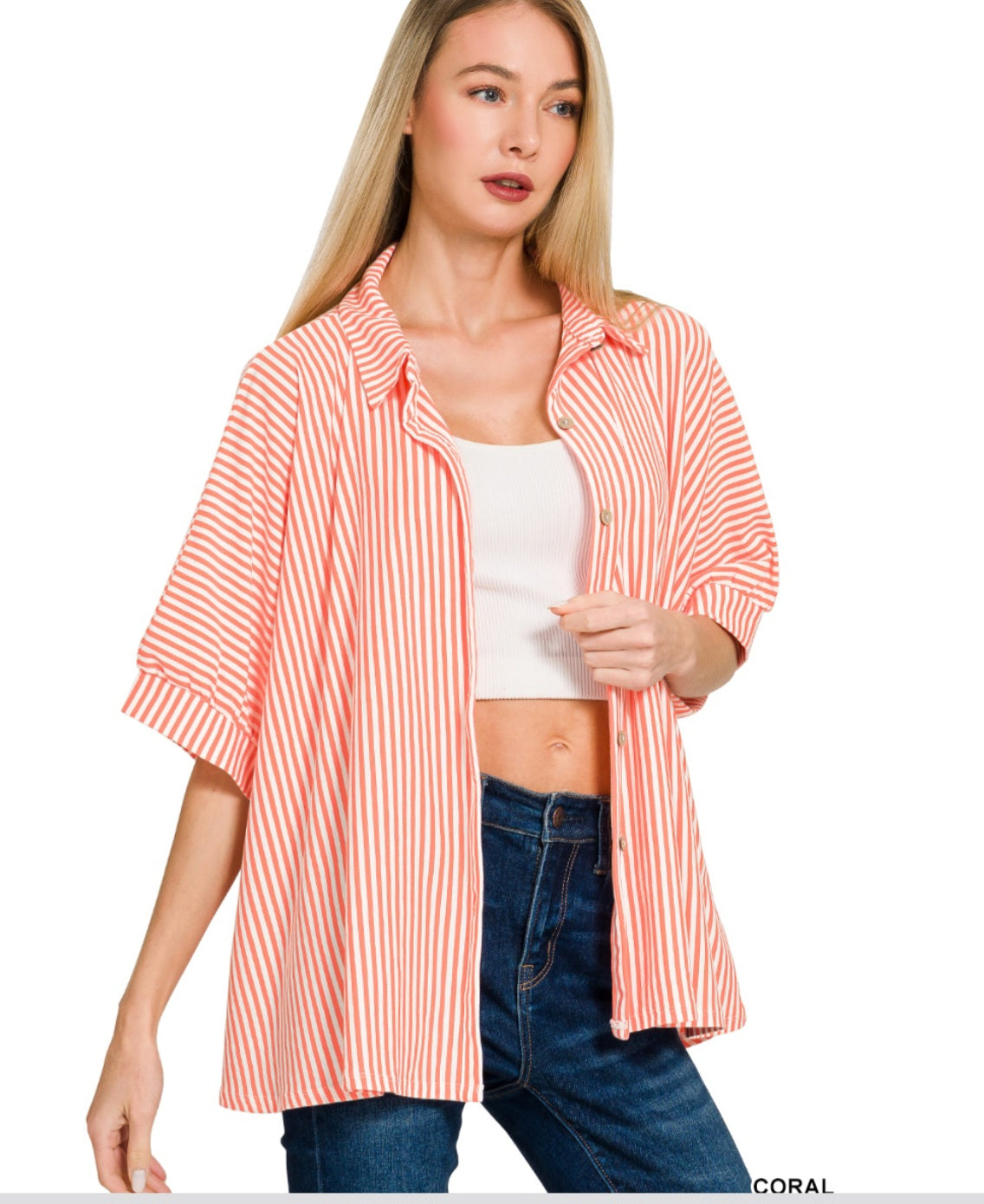 Oversized Stripe Button Down Shirt