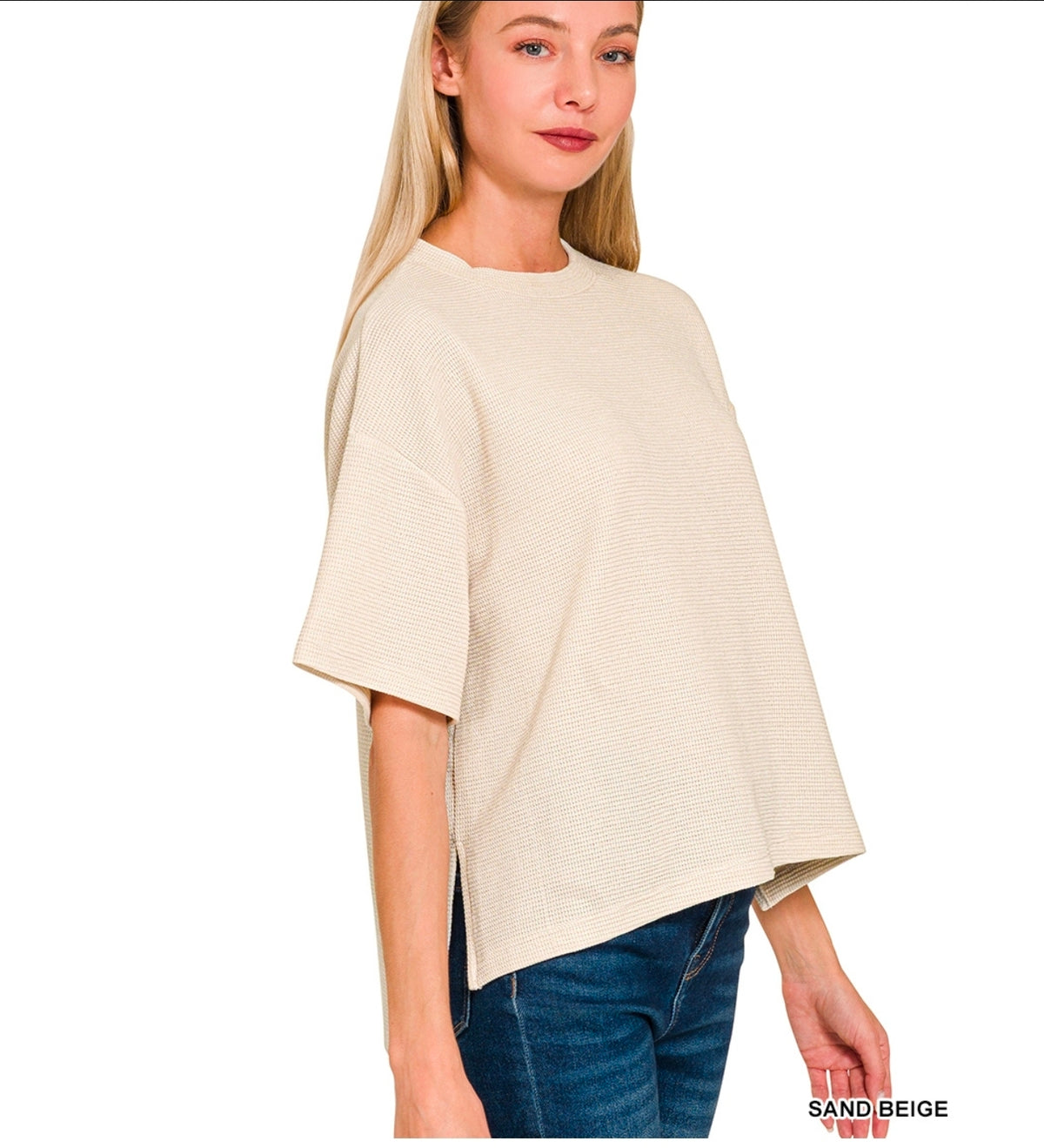 Side Slits Hi Low Short Sleeve Top
