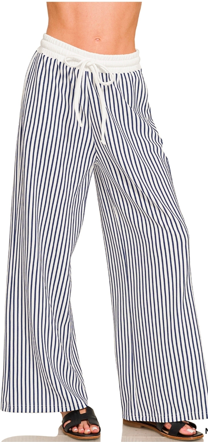 Vertical striped wide leg pants