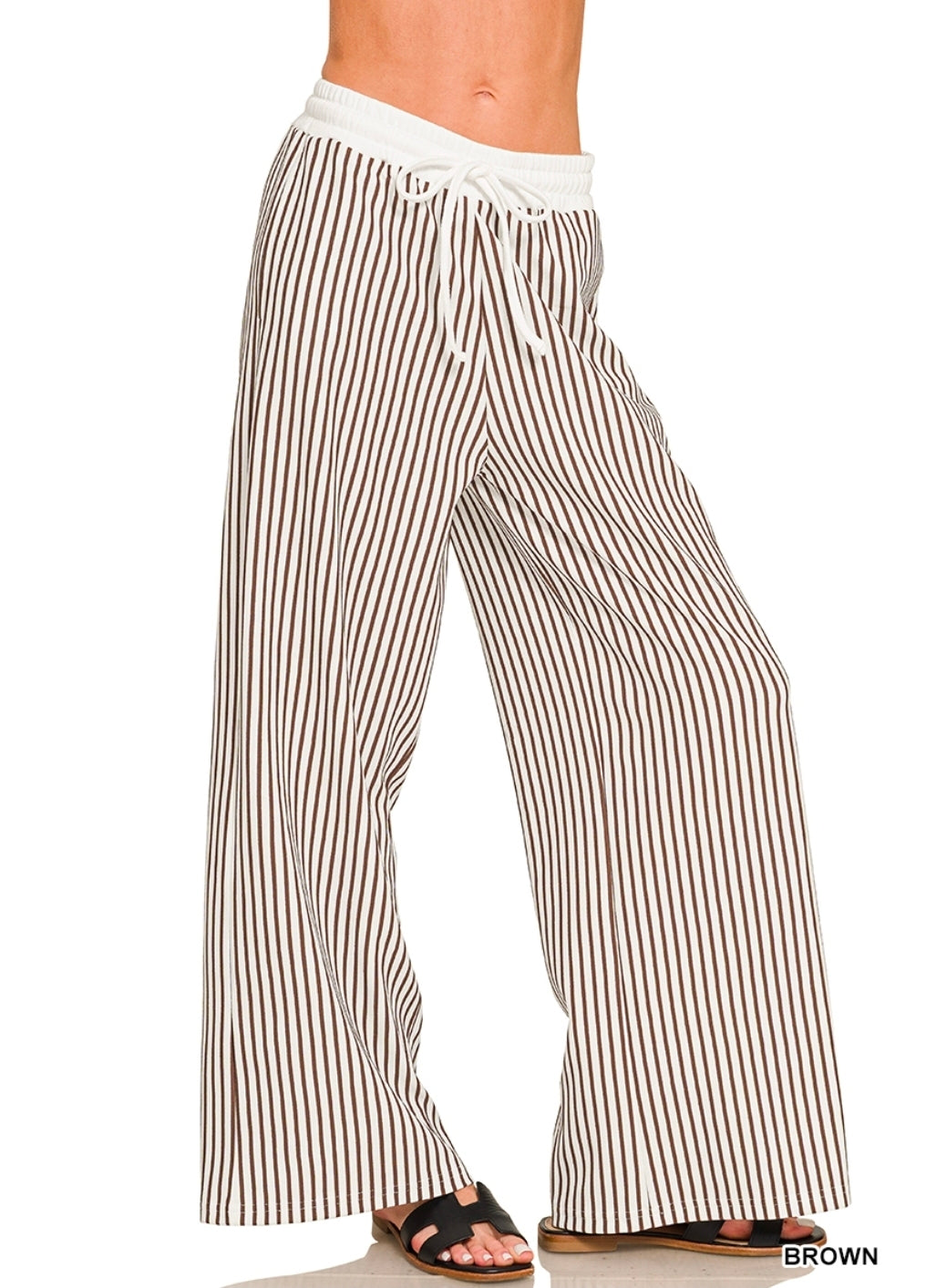 Vertical striped wide leg pants