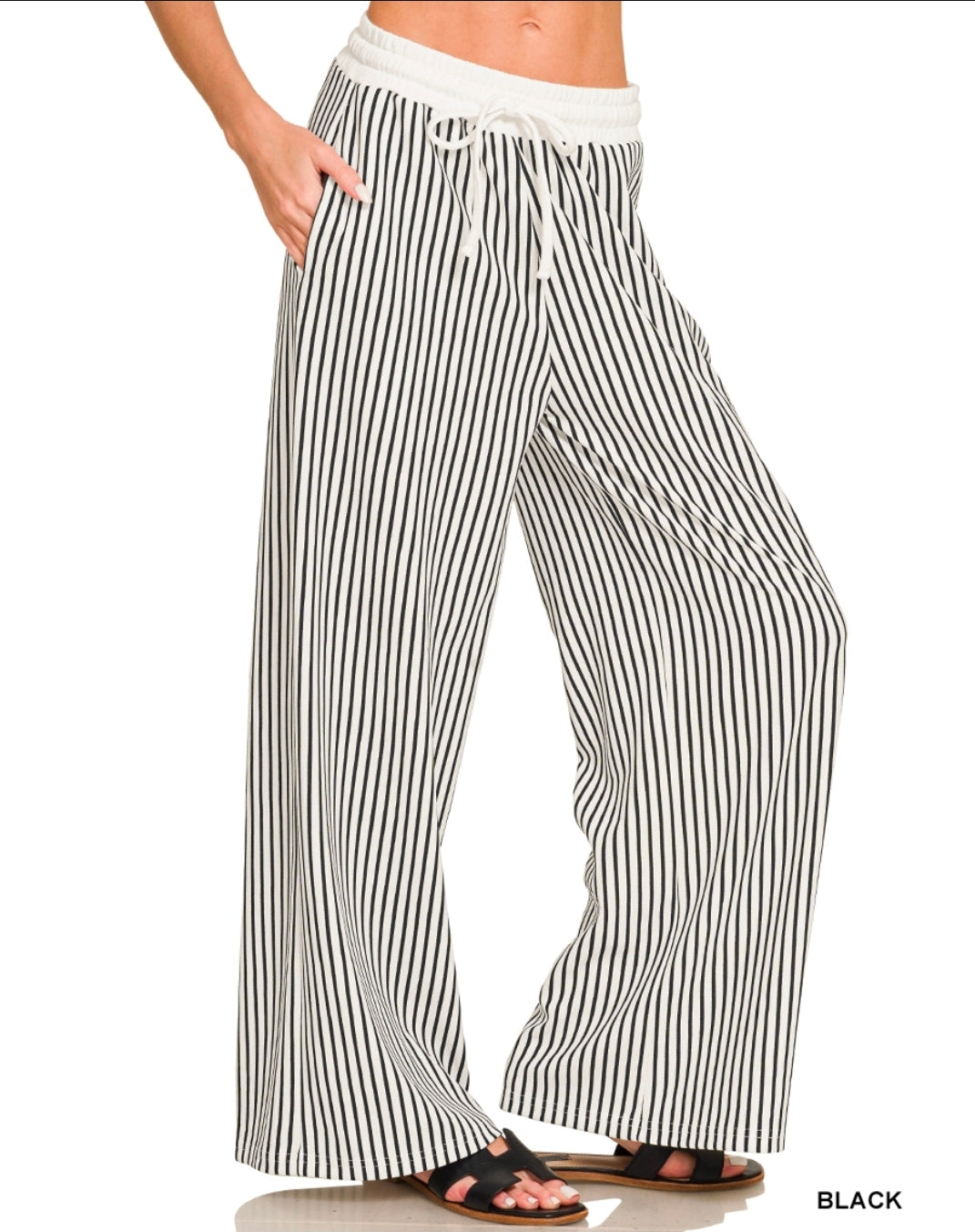 Vertical striped wide leg pants