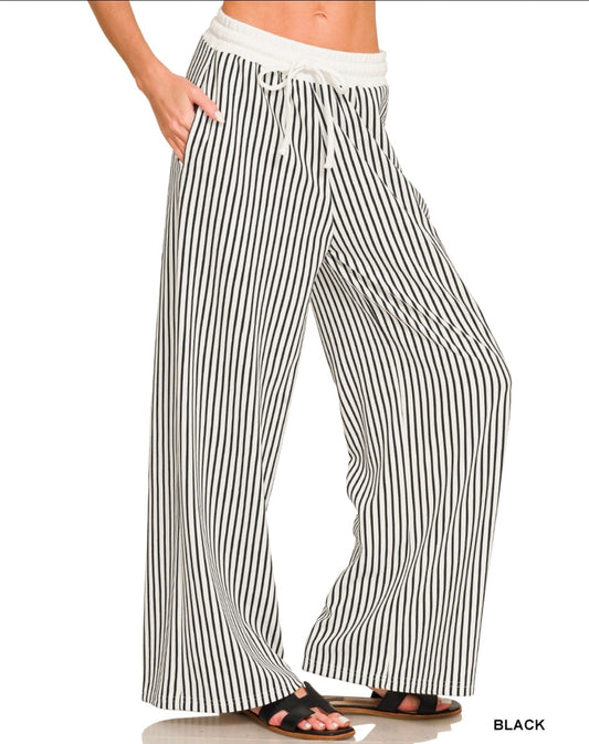 Vertical striped wide leg pants