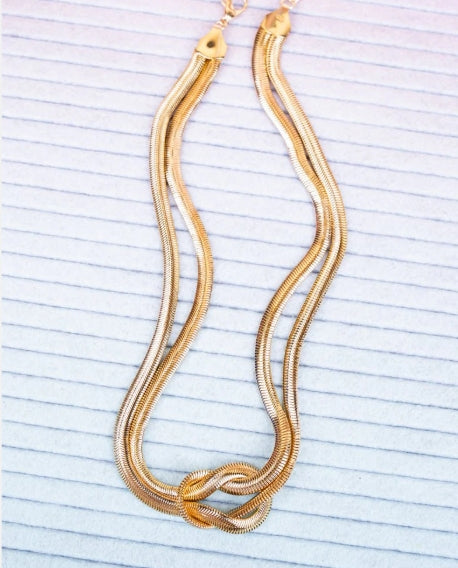 Crystal Avenue Ready Or Knot Goldtone Snake Chain Necklace