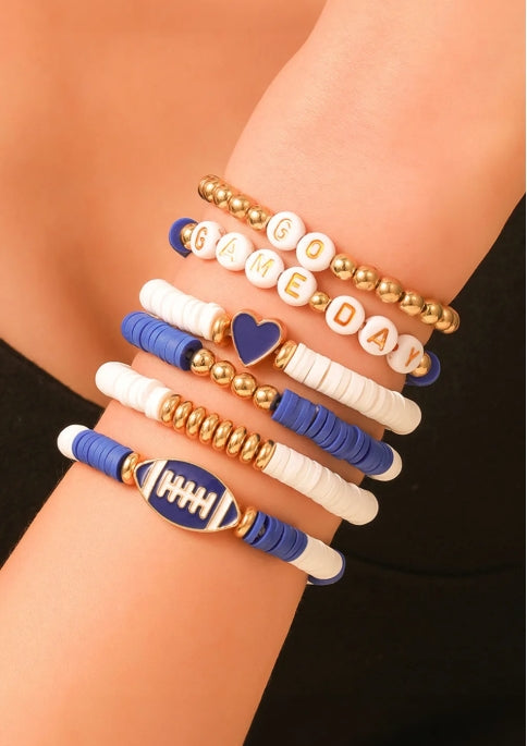 Blue Game Day Multi-layer Beaded Bracelet
