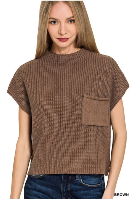 Mock Neck Cropped Sweater