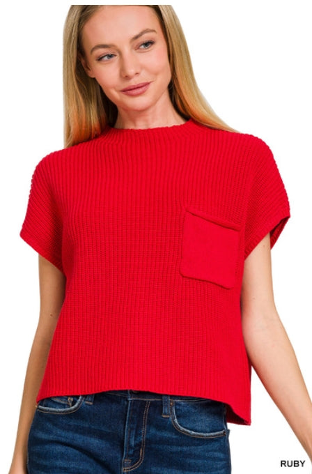 Mock Neck Cropped Sweater