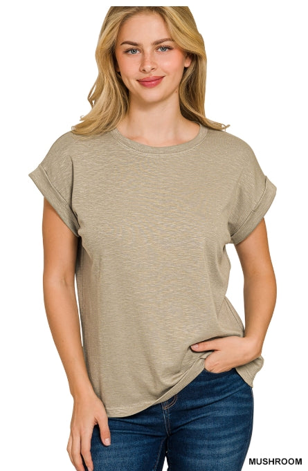 Cotton Modal Rolled Sleeve Top