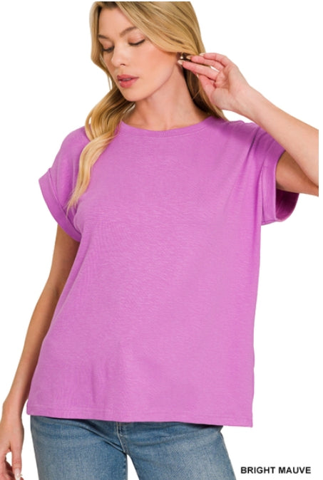 Cotton Modal Rolled Sleeve Top