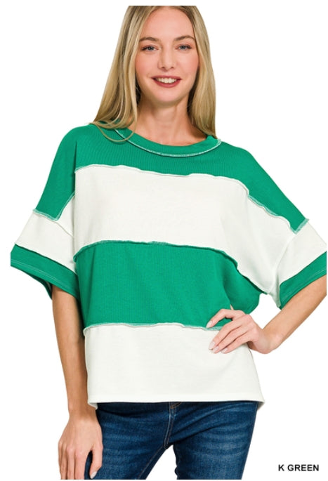 Color Block Exposed Seam Top