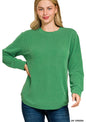 Raised rib round neck long sleeve top