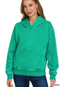 Fleece acid wash kangaroo pocket hoodie