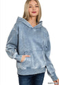 Fleece acid wash kangaroo pocket hoodie