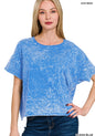 Crinkle washed crew neck short sleeve crop box tee