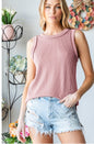 Sleeveless Solid Ribbed Top